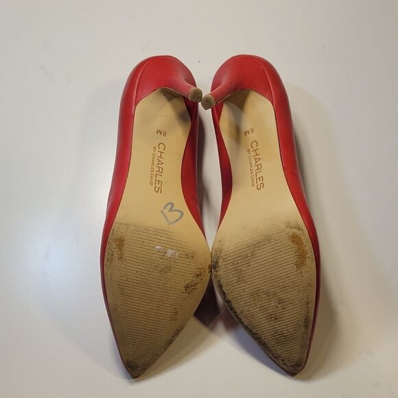 CHARLES BY CHARLES DAVIS POINTED TOE LEATHER HIGH HEEL STILETTOS SHOE - Picture 13 of 15